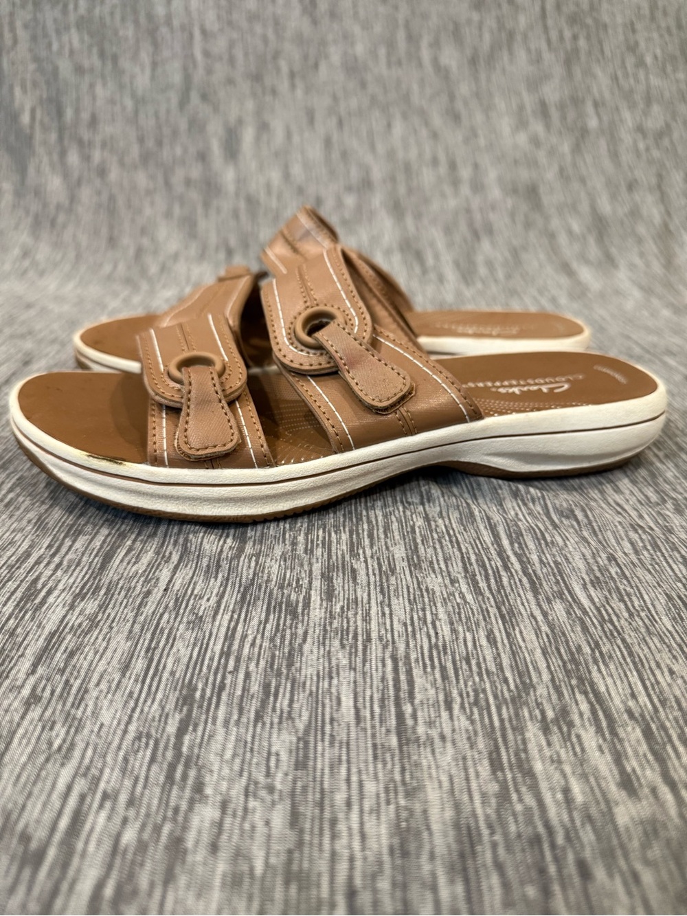 Clarks CLOUDSTEPPERS Brown Slide Sandals with Buckle Detail